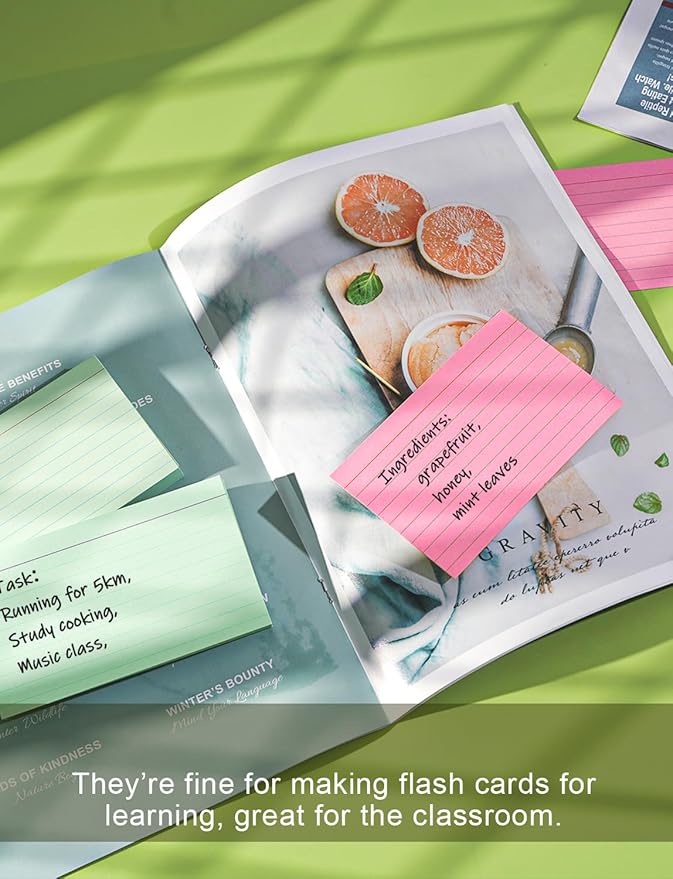 Pink Index Cards 4x6 Inch - 160 Pack, Ruled Index Flash Cards for Studying, Lined Large Pink Note Cards 4" x 6" Colorful, Heavy Colored Flashcards 4 x 6 Notecards for Office & Teaching Supplies