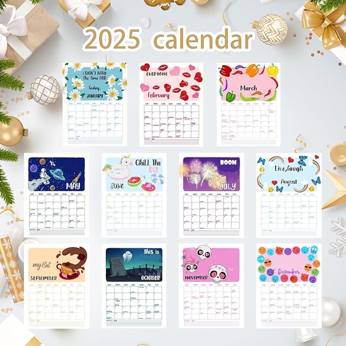 Here We Again 2025 Calendar, Calendar 2025 Planner, Hanging Month Hanging Calendar, Novelty Planning Wall Calendar Note Pads for Home Office (Hot Air Balloon)