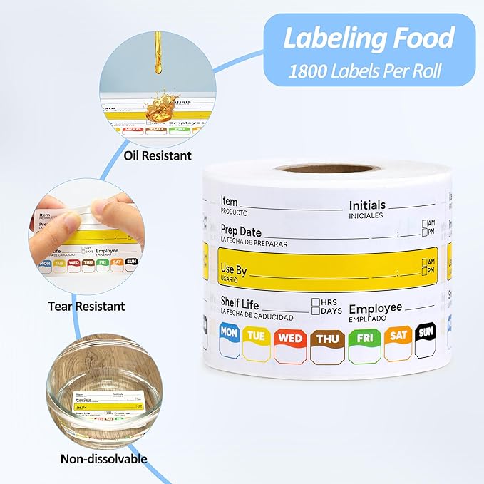 Restaurant Quality Shelf Life Food Rotation Labels, 2” x 3” Self-Adhesive Removable Freezer Food Labels Stickers, Perfect for Reusable Containers, Easy to Remove, Food Safety Date Sticker (6 PCS)