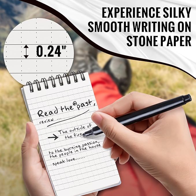POPYOLA 8 Pack Waterproof Pocket Notebook, 3x5 Pocket Notepad, All Weather Mini Spiral Notepad, Write in the Rain Police Notepad with 100 Squared Pages for Outdoor Home Office School, Blue