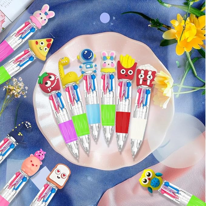 24Pcs Fun Pens Multicolor Pen in One, 4-in-1 Cute Pens Bulk Kawaii Pen Mini Ballpoint Pen for School, Office,Classroom, Teacher