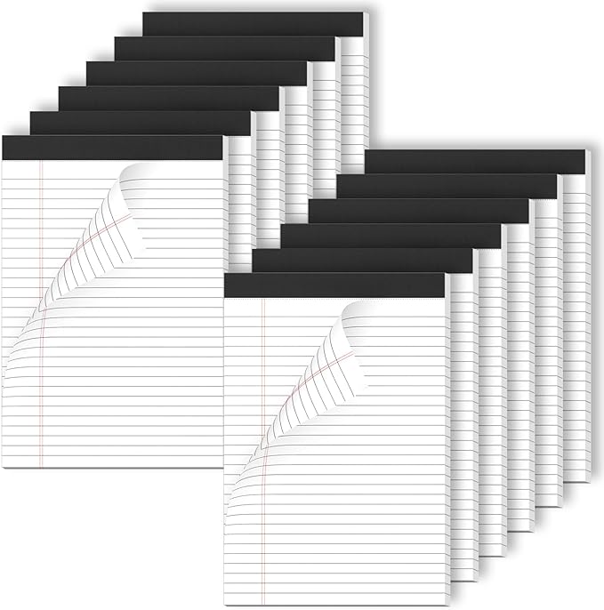 Legal Pads 12 Pack of Note Pads 6 x 9 Inch Notepad 21lb Thick Paper Legal Pad 30 Sheets Note Pad College Ruled Small Legal Pads 29 Lines Writing Pads for Writing, Sketching, and Note-Taking
