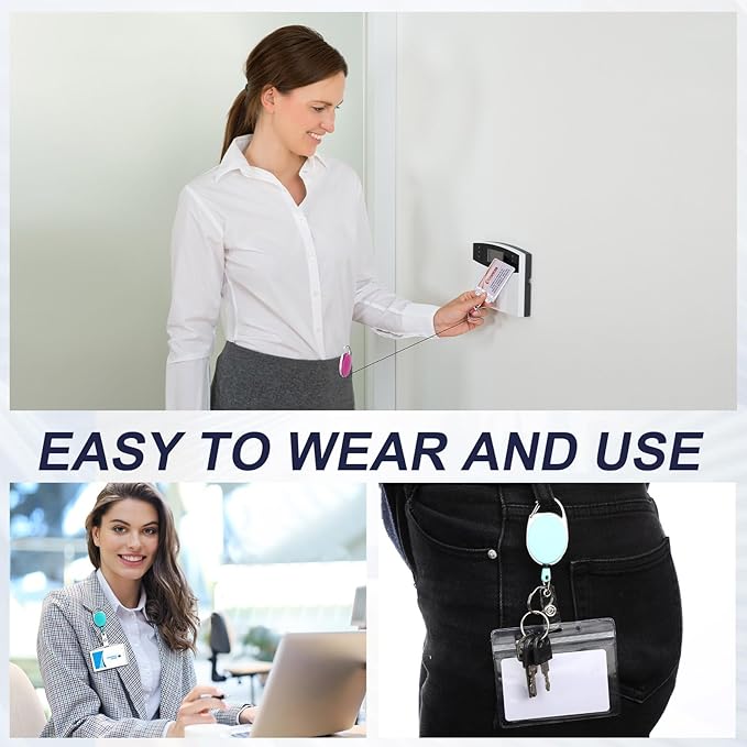 Honoson Heavy Duty Retractable Badge Reels Batch ID Badge Holder Retractable Clip Bulk Card Key Holder with Ring for Office Worker Employee, Doctor Nurse Gifts(Multicolor,50 Pcs)