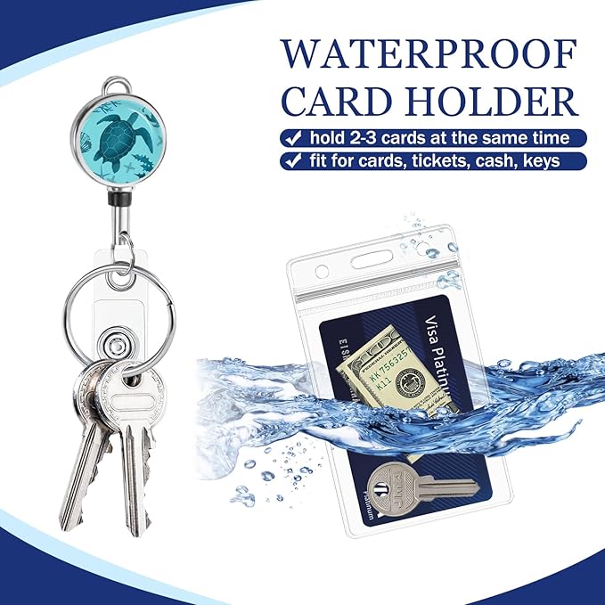 Giancomics Lanyards for Cruise Ships Cards Key, Turtle Lanyards with Retractable Badge Reel, Cute Waterproof ID Badge Holder Cruise Essentials Must Haves Zip Type Card Protector 2 Pack