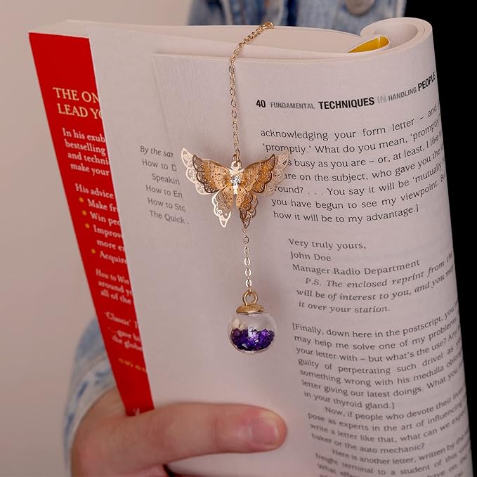 Toirxarn Gold Bookmark with Butterfly Charm - Elegant Bookmarks for Women, Book Lovers Gifts, Book Marker for Reading, Teacher Appreciation Gifts, Unique Birthday Gifts, Stocking Stuffers