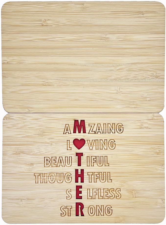 Mothers Day Cards,Handmade Bamboo Greeting Cards,Wooden Thankyou Card,Mother's day Card for Mom,Mum,MOTHER