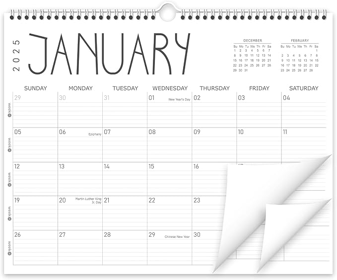 GuassLee Wall Calendar 2025, 2025 Calendar Wall from Jan. 2025 to Dec. 2025, 14" X 11" Paper Monthly Planner Wall Hanging Calendar with Thick Paper for Office Home Planning & Organizing