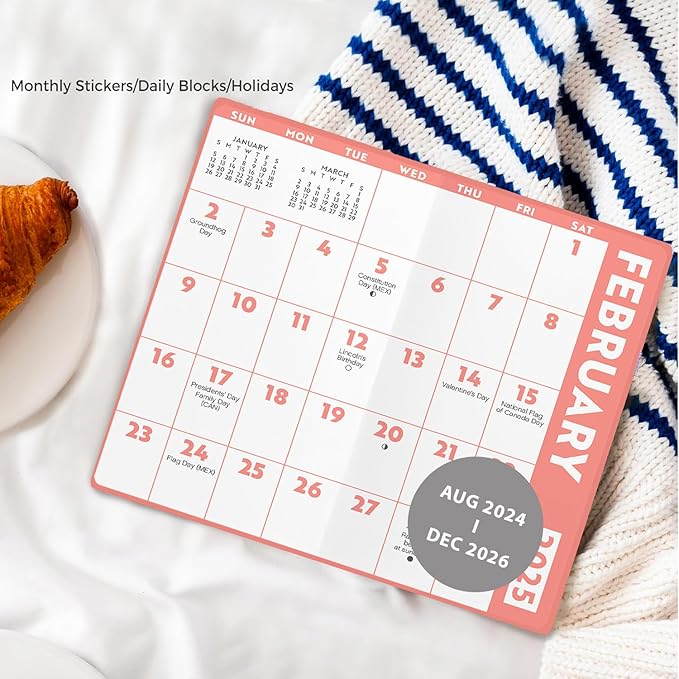 Large Print Calendar 2025 - Deluxe 2025-2026 Large Print Easy To Read Pocket Planner 2 Year Calendar Bundle with Over 100 Calendar Stickers (Low Vision Gifts, Office Supplies)