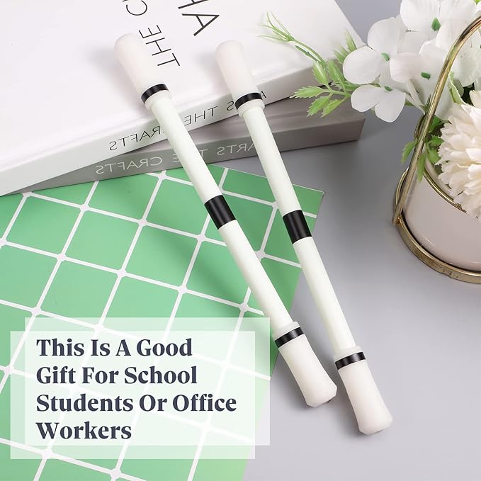 Outus 2 Pieces Spinning Pen Rolling Finger Rotating Gaming Trick Pen Mod with Tutorial No Refill Stress Releasing Brain Training Toys for Adults Office Supplies(White and Black)