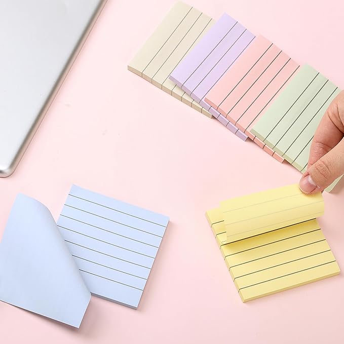 Mr. Pen- Lined Sticky Notes 3x3, 12 Pads, 720 Sheets in Total, Morandi Colors, Sticky Notes with Lines, Sticky Note Pads, Sticky Pads, Sticky Notes Lined, Colorful Sticky Notes, Mr Pen Sticky Notes