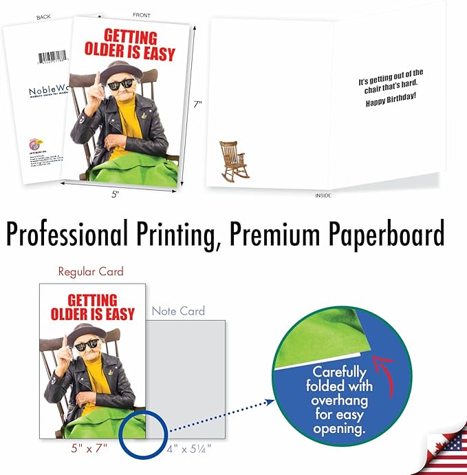 NobleWorks Humorous Birthday Greeting Card with 5 x 7 Inch Envelope (1 Card) BdayOut Of The Chair C8222BDG