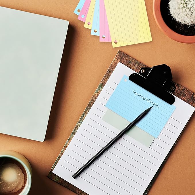 150 Pcs Colored Index Cards: 3 x 5 Ruled Index Cards with Ring,Heavy Colored Note Cards Punched Lined Flashcards for School Learning Game Card