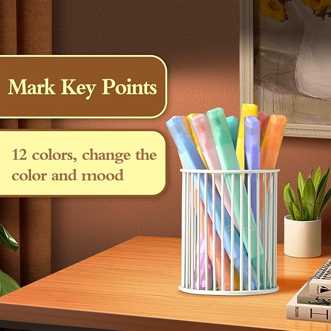 12 Pack Bible Highlighters and Pens No Bleed, Aesthetic Cute Highlighters, Highlighters Assorted Colors Quick Dry Marking Pen Study Journaling Office School Supplies (classical)