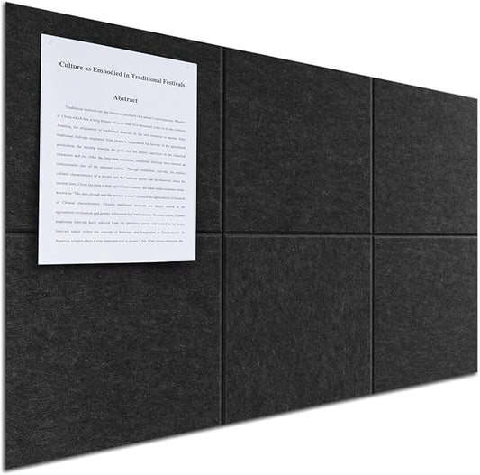 Large Felt Bulletin Board(36" x 24"),Cork Board Alternative,6 Pack Felt Wall Tiles with Safe Removable Adhesive Tabs,Notice Pin Board/Message Board/Vision Board for Office, School & Home