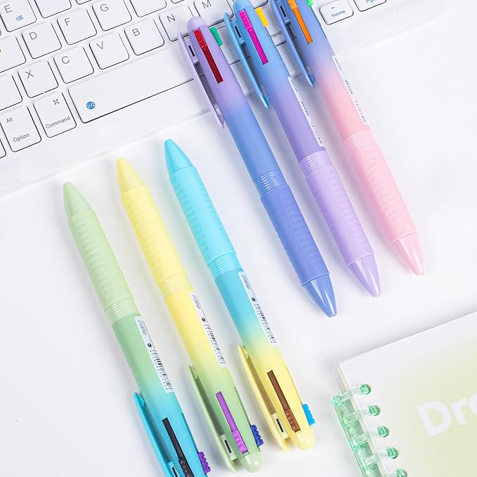COLNK 4 Colors Ballpoint Pens in 1,Multicolor Ballpoint Pen Assorted Ink Colors,4-in-1 Colored Pens 0.7 Ballpoint for Journaling and Organizing,6 Counts-12 ink colors