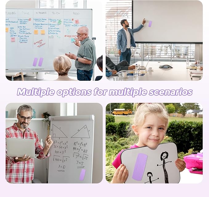 Ddaowanx Whiteboard Eraser - Magnetic Dry Erase, Glass Board Eraser, School and Office Supplies, Pack of 2 (Purple)