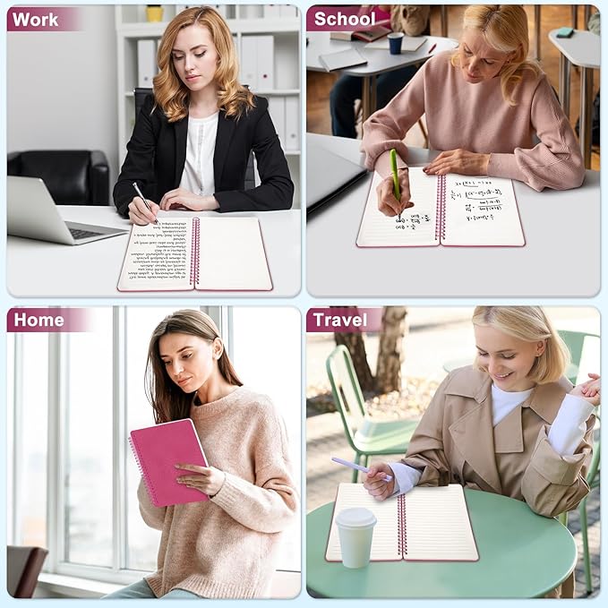 Raspberry Lined Spiral Journal Notebook with 160 Pages, 8×5.7in, A5 Spiral Notebook, Journaling Notebooks for Work, School, Women, Men, College Ruled Spiral Notebook, Hardcover Leather Journals