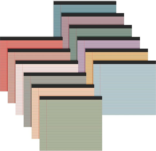 Lincia 12 Pcs 11" x 9.5" Legal Pads College Ruled Notepad Landscape Notebook Horizontal Lined Notebook 80 Gsm Assorted Colors Paper Pastel Writing Pads for School Office, 40 Sheet (Vintage Color)