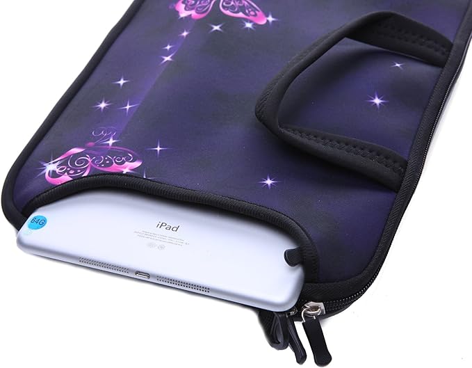 11-Inch to 12-Inch Neoprene Laptop Sleeve Case Bag with shoulder strap For 11", 11.6", 12" Ultrabook/Acer/Asus/Dell/HP/Toshiba/Lenovo/Chromebook (Red butterfly)