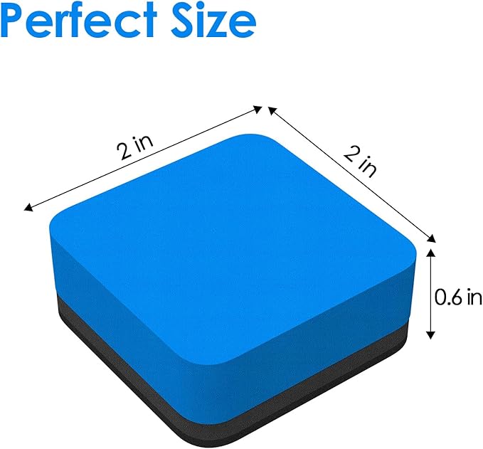 MaxGear Dry Erase Erasers, 24 Pack Magnetic Whiteboard Erasers for Classroom, Mini Whiteboard Cleaning Pads, Chalkboard Wiper Teacher Supplies for School, Office, Home (Blue, 2 x 2 Inch