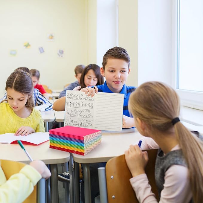 Gueevin 90 Pcs Blank Books for Kids to Write Stories Bulk Composition Notebooks Colorful Soft Cover Notebooks for Drawing Ruled Lined Journals Sketching Kindergarten Easter Gift (Classic Colors)