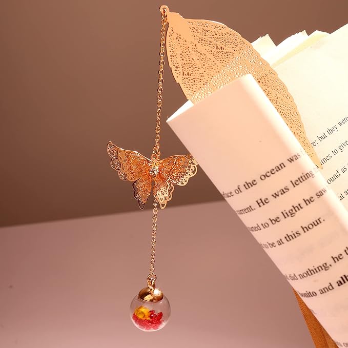 Toirxarn Gold Leaf Bookmark with Butterfly Charm - Elegant Bookmarks for Women, Book Lovers Gifts, Book Marker for Reading, Teacher Appreciation Gifts, Unique Birthday Gifts, Religious Gifts