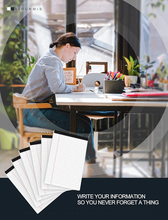 3 Pack Small Legal Pads 5x8 White Notepads Paper Tablets 5x8 Legal Pad 80 GSM Lined Note Pads of Paper 5x8 College Ruled Writing Pads 30 Sheets/Pad, 25 Lines Note Pads for School, Office