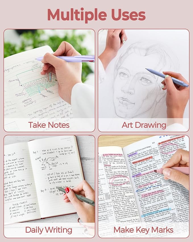 Four Candies 56 PCS Aesthetic School Supplies with Large Pencil Case, 6 Colored Ballpoint Pens, 12 Pastel Highlighters, 5 Black Ink Gel Pens, 9 Mechanical Pencils 0.5-2.0mm Student Essentials (Pink)