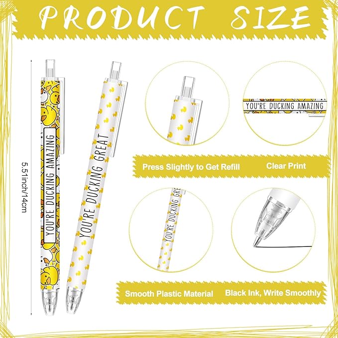 Jetec 30 Pcs Duck Pens Gifts Inspirational Cute Ballpoint Pens Bulk Motivational Employee Appreciation Gifts Black Ink for Duck Lovers Thank You Coworkers