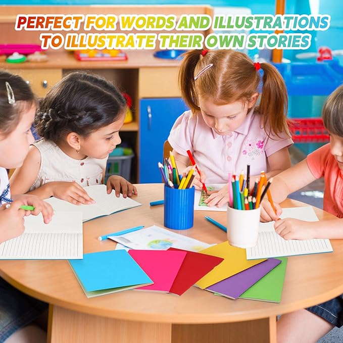 Gueevin 60 Pcs Blank Books for Kids to Write Stories Bulk Composition Notebooks Colorful Soft Cover Notebooks for Drawing Ruled Lined Journals Sketching Kindergarten Easter Gift (Classic Colors)