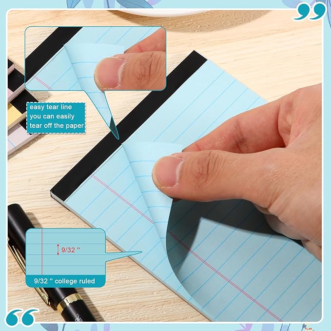 Lincia 24 Pcs 4" x 6" Legal Pad Writing Notepads Small Legal Pad College Ruled 30 Sheets Multiple Color Lined Note for Work 80 Gsm Paper for Grocery List Shopping List (Bright Color)