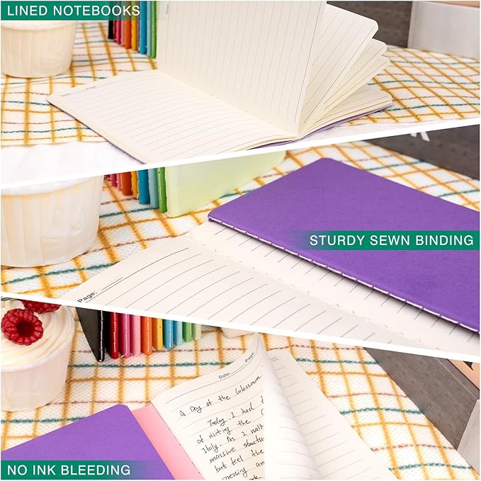 Lzerking Small Lined Notebooks Bulk 60 Packs Mini Journal Pocket Notepads Set Colorful Cover Notebooks Bulk Gifts for Kids 3.5 x 5.5 Inches, 30 Sheets/60 Pages