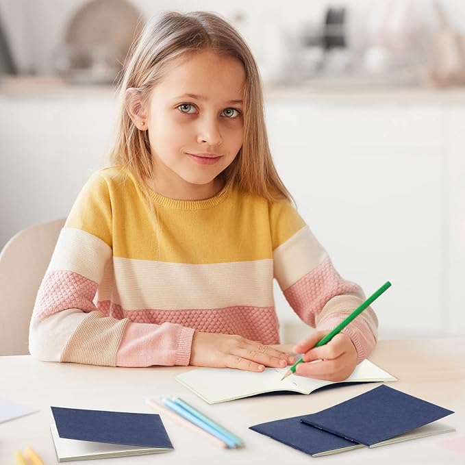 Thenshop 50 Pack Mini Pocket Kraft Notebooks Bulk 4 x 4 Inch Journal Notepads with Dot Memo Sketchbooks Writing Notepad for Party Favors Supplies(Dark Blue,Blank Page)