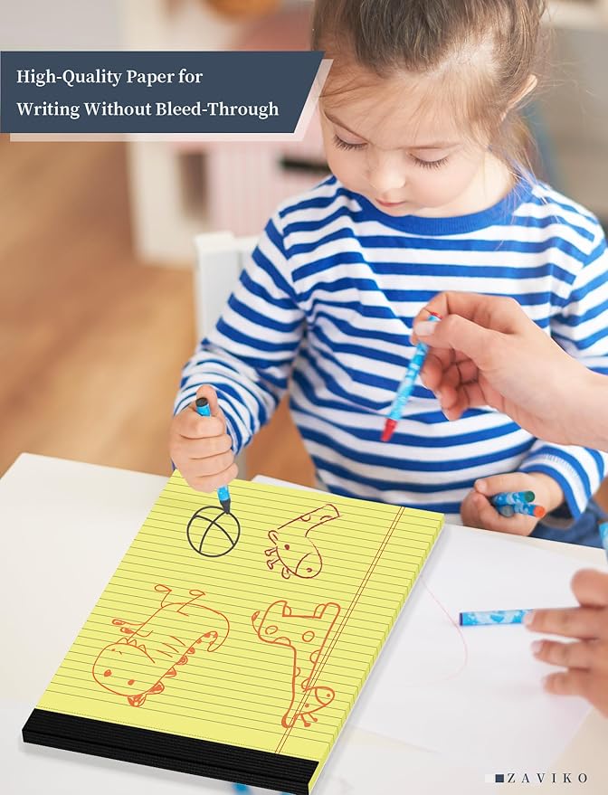 Legal Pads 8.5 x 11, 8 Pack, Yellow Paper Pads, Wide Ruled, Writing Pads 8-1/2" x 11", Micro Perforated, Premium Thick Paper, Yellow Notepads 8.5 x 11, Double Sided, Cardboard Backing, 30 Sheets/Pad