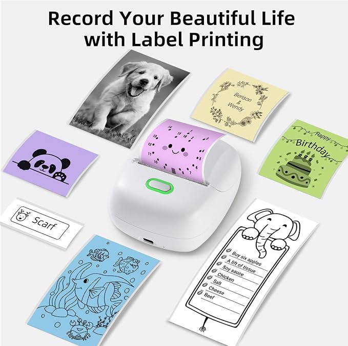 Green/Purple/Orange Self-Adhesive Thermal Paper, Printable Sticker Paper for ORGSTA S002 Portable Sticker Printer, 57mm x 3m Mini Printer Paper for Journal, Photo, Study Notes - 3 Rolls