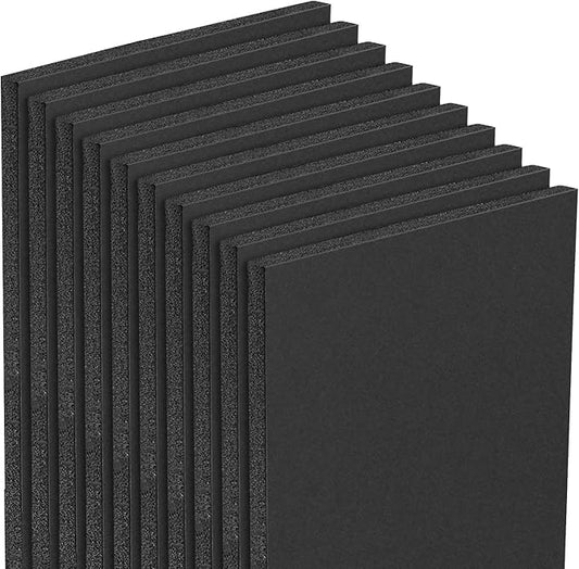 Mat Board Center, Pack of 10 Acid-Free Foam Boards, 8x10 inch Black Foam Boards, 3/16" Thick