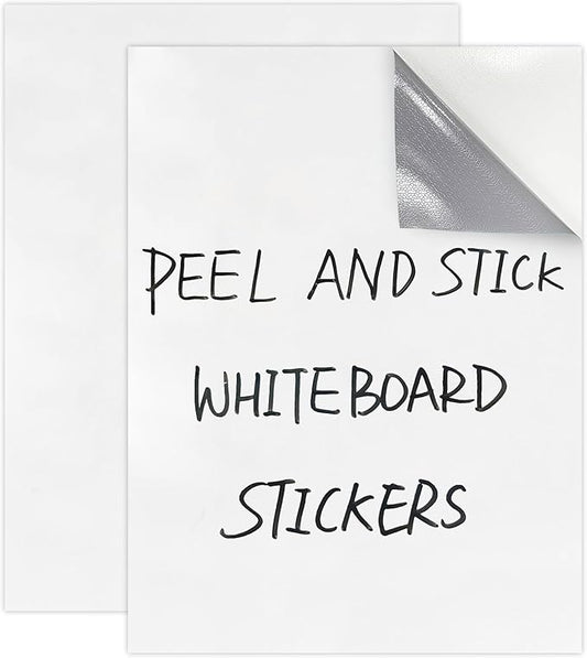 Dry Erase Board Sticker- Whiteboard Stickers-8.27''x11.69'' Removable Dry Erase Sheets- Fridge Dry Erase Paper for Wall/Desk/Refrigerator/Door/Locker/Home/Office/Classroom (White-2Pcs)
