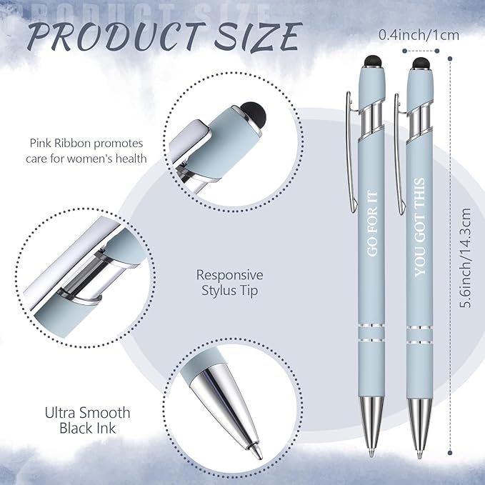 Zonon 12 Pieces Inspirational Pens Bulk Easter Basket Stuffers Motivational Quotes Ballpoint Pens with Stylus Tip Inspirational Gifts for School Office Teachers(Morandi,Boss Lady)