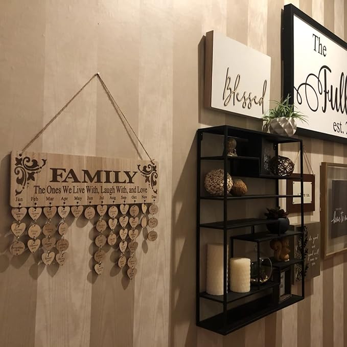 Gifts for Mom Grandma to Remember Family Birthdays, Joy-Leo Wooden Family Birthday Reminder Calendar Board with 100 Wood Tags, Decorative Birthday Tracker Plaque Wall Hanging, Model JL01