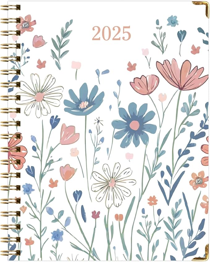 HARDCOVER 2025 Planner, 7"x9": 14 Months (November 2024 - December 2025), Daily Weekly Monthly Planner, Yearly Agenda, Bookmark, Pocket Folder and Sticky Note Set (Colorful Botanicals)