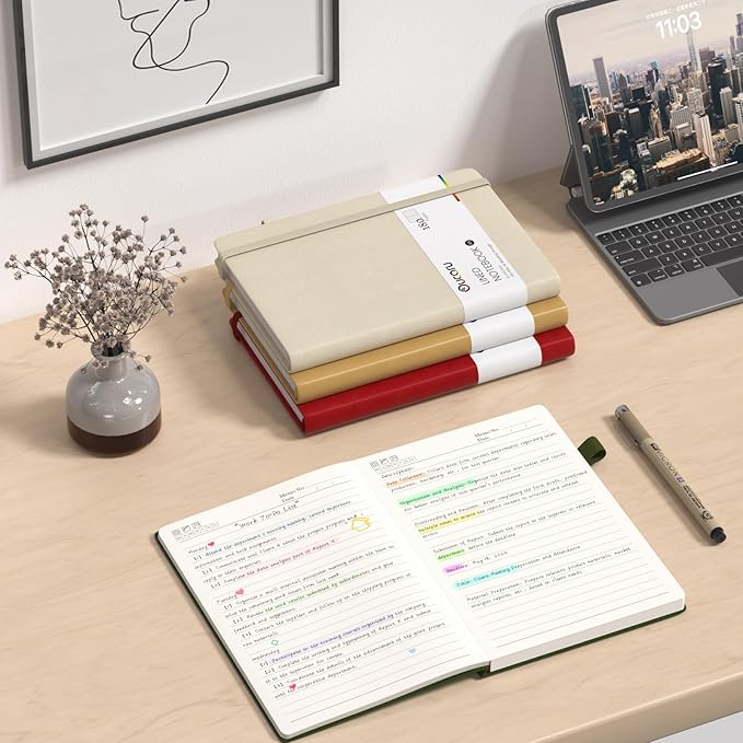 Lined Journal Notebook, 4 Pack, 180 Pages, A5 Journals for Writing, 100 GSM Thick Paper, Small Notebooks Daily Journal for Women Men Work, Business, School, Travel Supplies