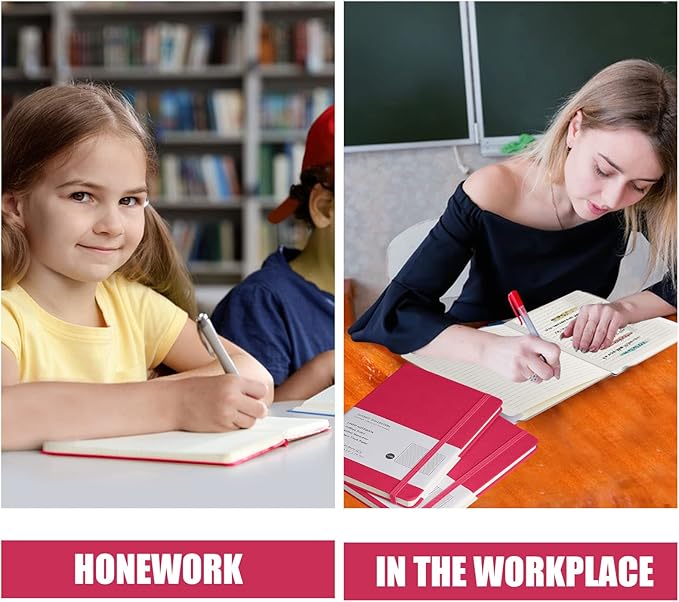 Lined Journal Notebook, (Rose Red), 160 Pages, Medium 5.7 inches x 8 inches - 100 gsm Thick Paper, Hardcover