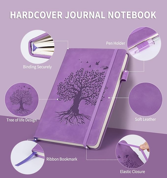 Lined Journal Notebook for Women Men, B5 Hardcover Leather Journals for Writing, 200 Pages Thick Paper, Daily Journal Notebook for Work, School, Note Taking, Business, Travel, College Ruled