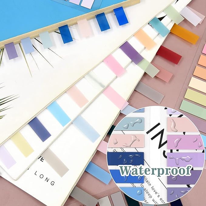 SIQUK 4200 Pieces Sticky Tabs for Annotating Books Tabs Morandi Sticky Flags Clear Transparent Page Markers Strip Page Flags Colored Tabs Writable and Repositionable Book Annotation Tabs
