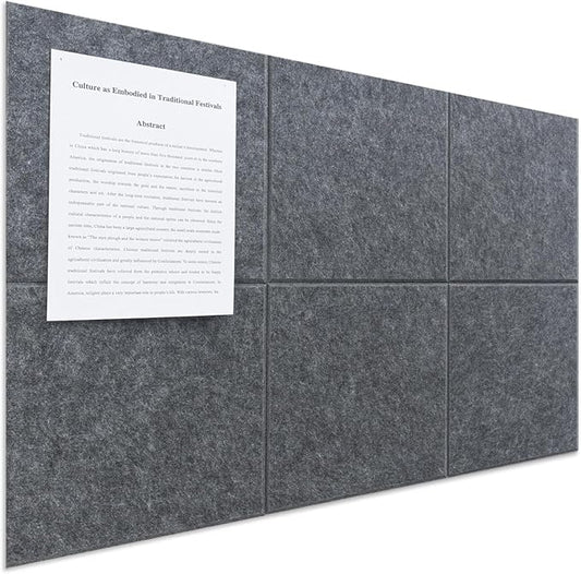 Large Felt Bulletin Board(36" x 24"),Cork Board Alternative,6 Pack Felt Wall Tiles with Safe Removable Adhesive Tabs,Notice Pin Board/Message Board/Vision Board for Office, School & Home