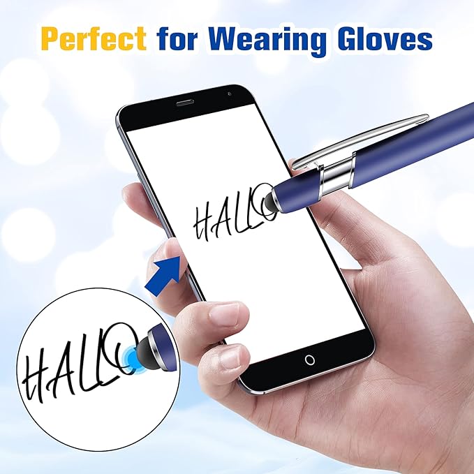 Zonon 38 Pieces Rubberized Ballpoint Pen with Stylus Tip Stylish Metal Pen Capactive Styli Pen with Soft Rubberized Grip, Black Ink Pen for Most Devices (Dark Blue)