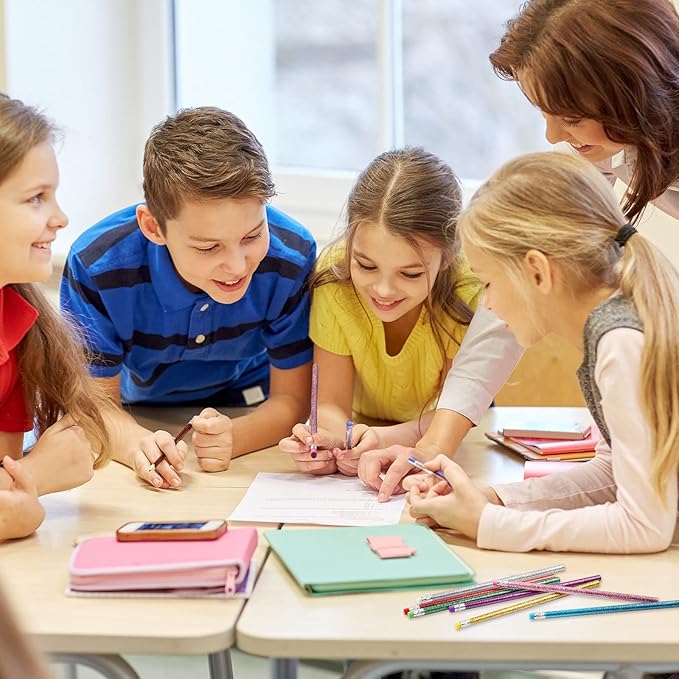 Outus 68 Pieces Glitter Pencils with Eraser Wood Colorful Pencils and Sharpeners for Graduation Kids Writing Painting