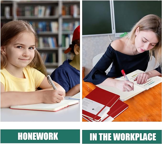 Lined Journal Notebook, 10Pack(Red), 160 Pages, Medium 5.7 inches x 8 inches - 100 gsm Thick Paper, Hardcover