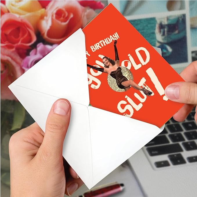 NobleWorks - 1 Sassy Happy Birthday Card Funny - Hilarious Grown-Up Card for Women, Wife, Stationery Humor - Old Lady Blank C7020BDB