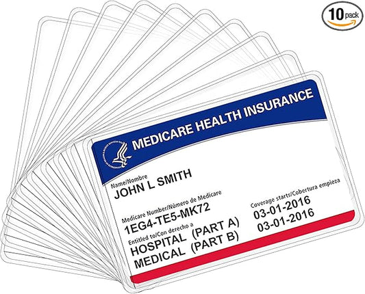 10 Pack New Medicare Card Holder Protector Sleeves,12Mil Clear PVC Waterproof Medical/Credit Card, Business/Social Security Card Protector